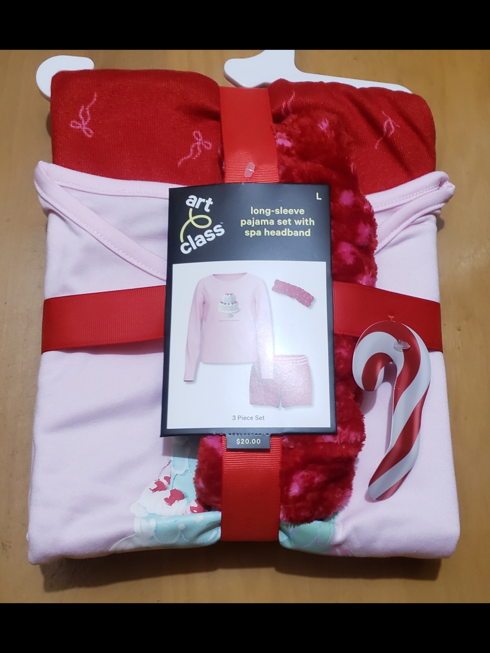 art class Pink and Red Girls' 3-Piece Long-Sleeve Pajama Set with Spa Headband